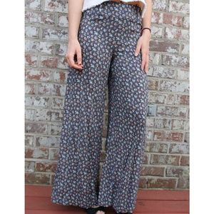 Forever 21 Black Floral Wide Leg Pants boho